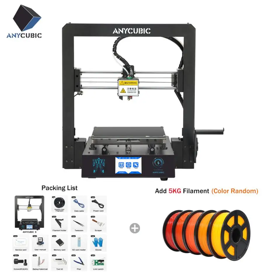 Mega-S Add 5KG Anycubic 3d принтер обновления мега-с 3d печати наборы размера плюс металлический сенсорный экран 3d принтер Мега S 3D Друкер Impresora 3d - Цвет: Mega-S Add 5KG