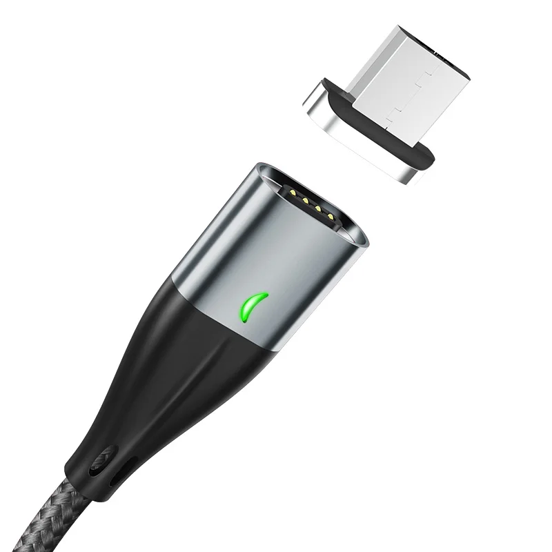 Магнитный кабель TOPK 3A для быстрой зарядки, кабель Micro USB для мобильного телефона и кабель usb type-C для iPhone, samsung, Xiaomi, huawei, htc, LG - Цвет: Gray Cable
