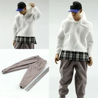 16 scale mens action figure clothes sweatshirt lattice stitching fake two pieces hip hop carrot pants model for 12 body