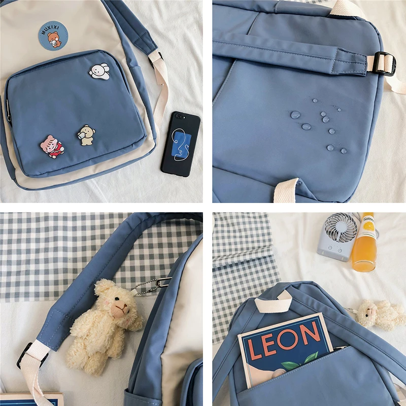 

Fashion Waterproof Nylon Backpack Cute Women Kawaii School Bag Student Girl Backpack Patchwork Female New Bag Book Ladies Brand