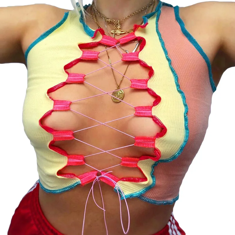 Пикантные выдалбливать камзол для женщин в стиле панк ребристые вязаные кроп