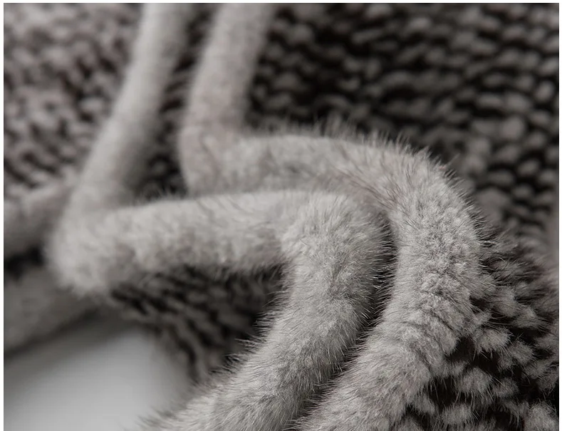 Бесплатная доставка Новый шарф из натурального меха норки мужской вязаный