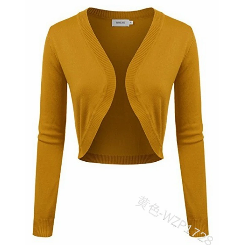 

WEPBEL Long Sleeve Short Coat Women's Casual Solid Color Slim Jacket Summer Fashion V-neck Cardigan Short Coat