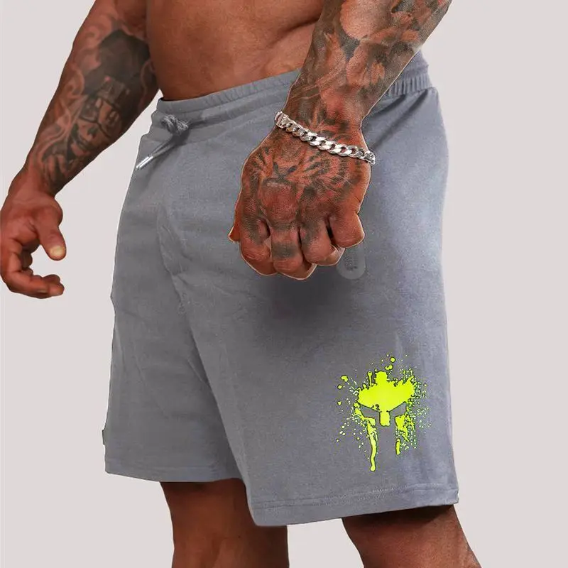 

2021 summer new style cotton men's casual pants jogger fitness fashion sports pants lace-up shorts five-point pants