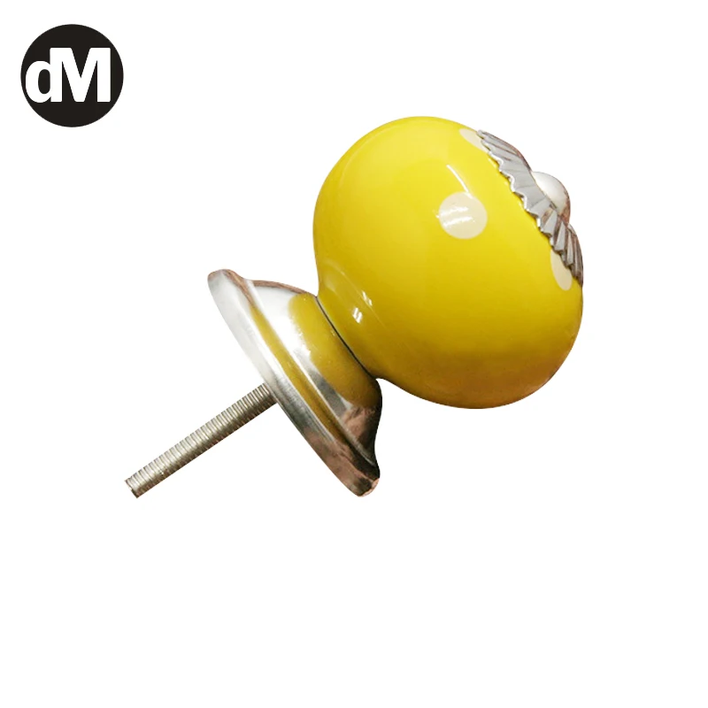 

DM 2pcs/Set Modern Stainless Steel+Ceramic Door Handle Round Spots Single Hole European Cabinet Pulls Drawer Knob Handle Newest