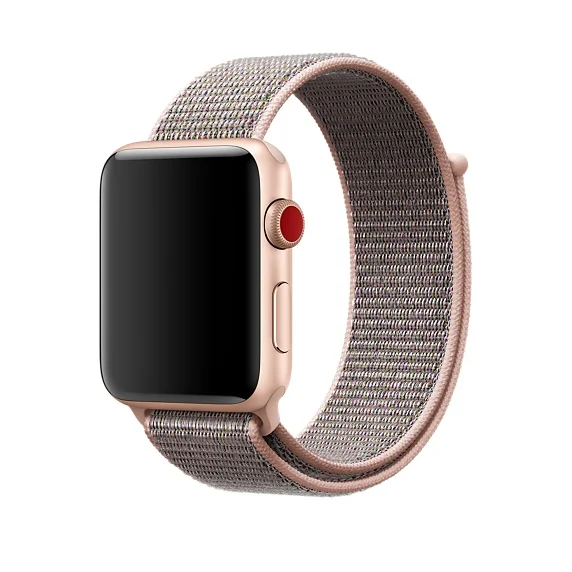 pinksand Тканый нейлоновый ремешок для часов Apple Watch ремешок 40 мм 44 мм 38 мм 42 мм мягкая Спортивная петля для iWatch 5 4 3 2 1 дышащий ремешок - Цвет ремешка: pinksand