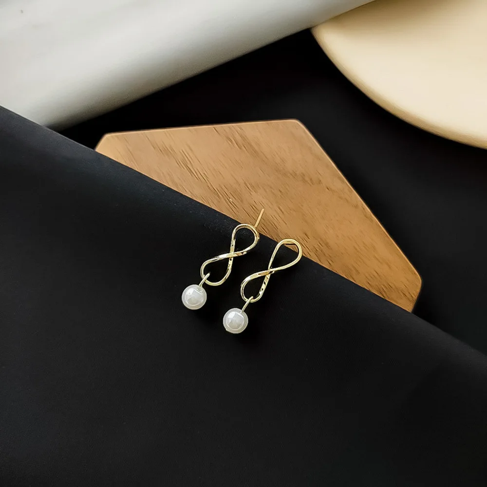 Очаровательные простые металлические Геометрические Имитация жемчуга