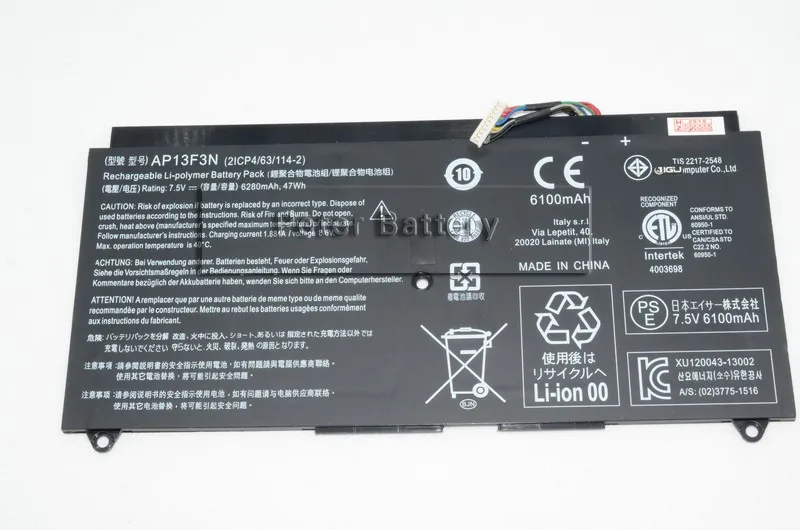 Оригинальный аккумулятор JIGU для ноутбука 7 5 В 47WH 21CP4/63/114-2 AP13F3N ACER Aspire S7-392 |