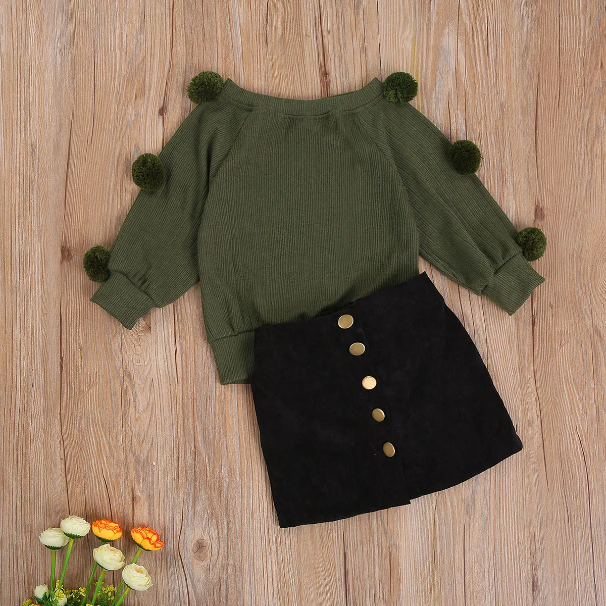 Осенне-зимняя одежда для маленьких девочек комплект из 2 предметов Вязаный топ с