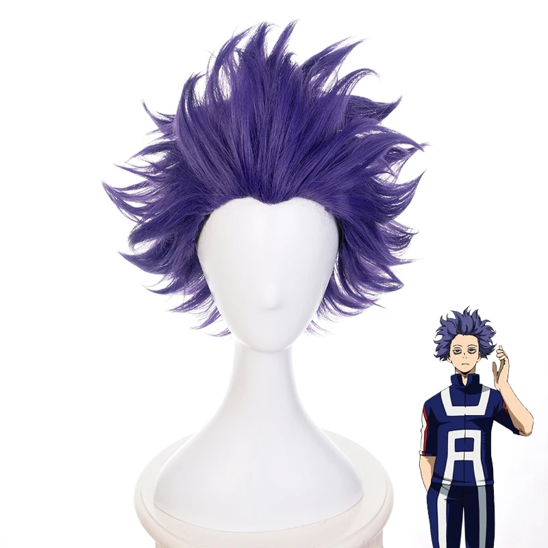 

Boku no Hero Academia Shinsou Hitoshi Wig Cosplay Costume My Hero Academia Men Women Short Purple Hair Halloween Wigs+ Wig Cap