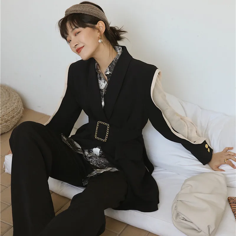 Женские блейзеры и куртки женский модный Повседневный офисный черный блейзер с