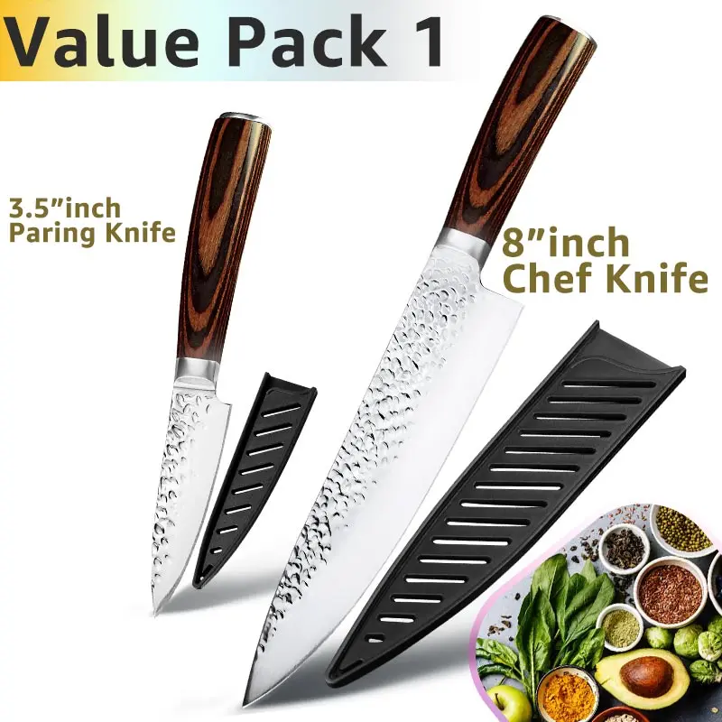 Value pack 1 Кухонный нож, 8 дюймов, профессиональные японские поварские ножи 7CR17 440C, высокоуглеродистая Нержавеющая сталь, нож для мяса, нож сантоку - Цвет: Value pack 1