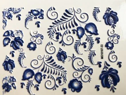 3D акриловая гравированная наклейка для ногтей рельефные черно-белые