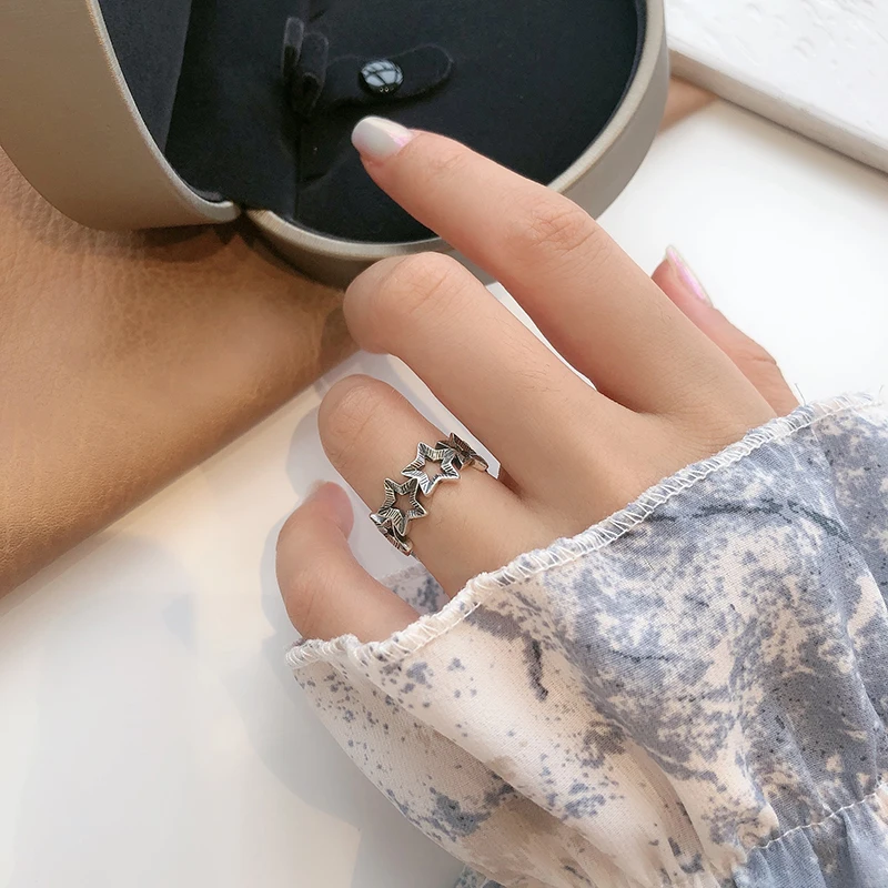 Kinel Настоящее серебро 925 пробы штабелируемые Кольца Сердце винтажные кольца в