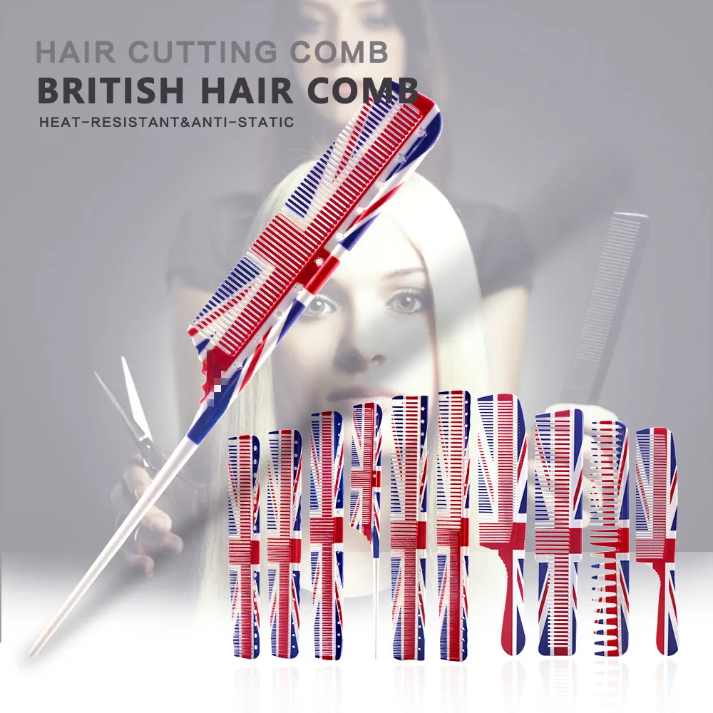 

Парикмахерская семейная универсальная долговечная резиновая расческа для волос 10 видов с рисунком флага матовая Нескользящая ручка двухс...