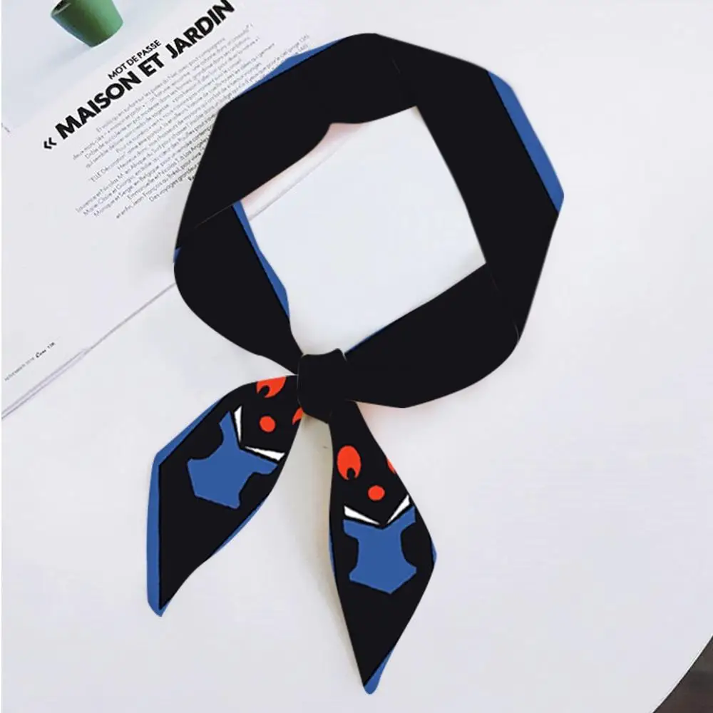 

Small Silk Feel Scarf For Women 2020 New Print Handle Bag Ribbons Wraps Fashion Cartoon Character Pattern Long Skinny Scarves