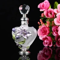 5ml vintage heart shape manual painting empty refillable metal glass perfume bottle wedding gift