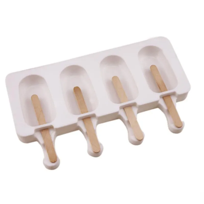 

Silicone Ice Cream Molds 4 Cell Frozen Ice Cube Molds Food Safe Popsicle Maker Tray DIY Homemade Freezer Ice Lolly Mould