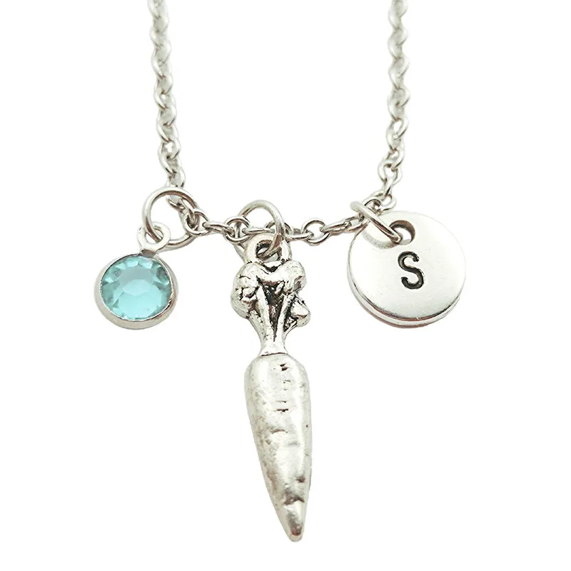 Милая морковка креативное ожерелье с надписью монограммой камнем на день