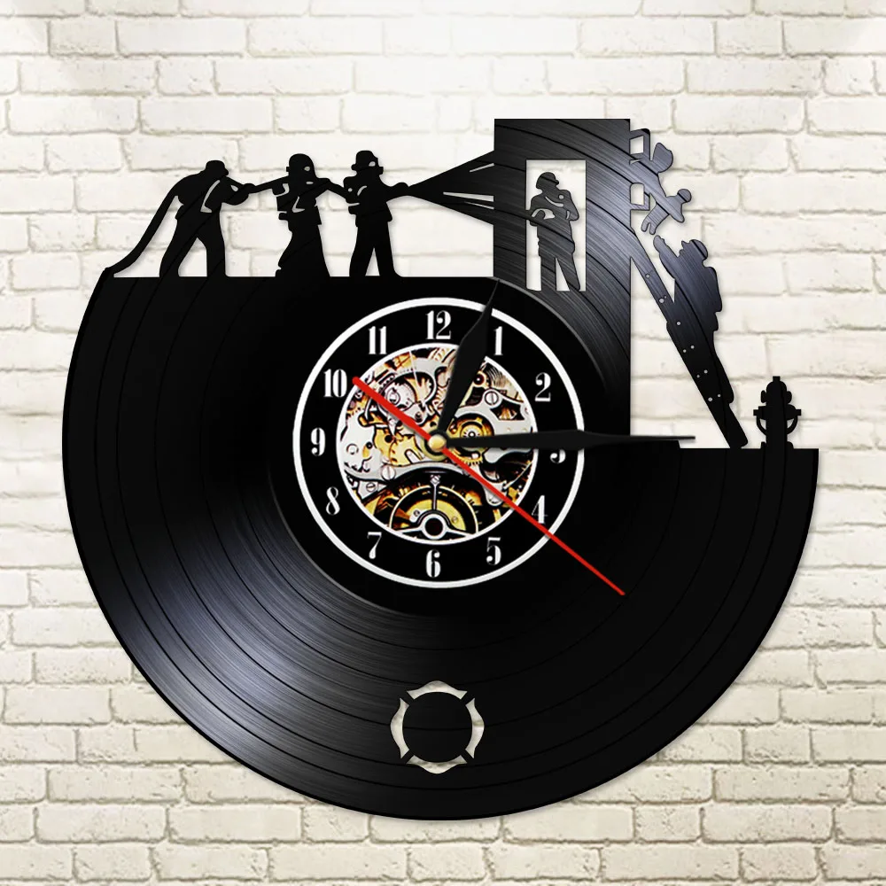 Пожарные настенные часы винтажные украшения с виниловой записью пожарная машина