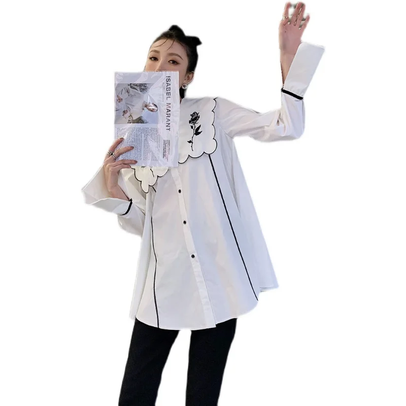 Женская винтажная рубашка с длинным рукавом большие размеры