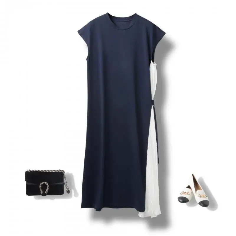 

2021 Summer New Japanese & Korean Round Neck Simple Solid Color Loose Thin Casual All-match Women Long Dress Tide Free Shipping