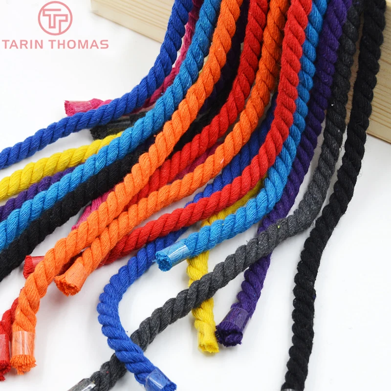 8 мм 100% хлопок цветная трехжильная витая веревка для корпуса Ювелирная фурнитура