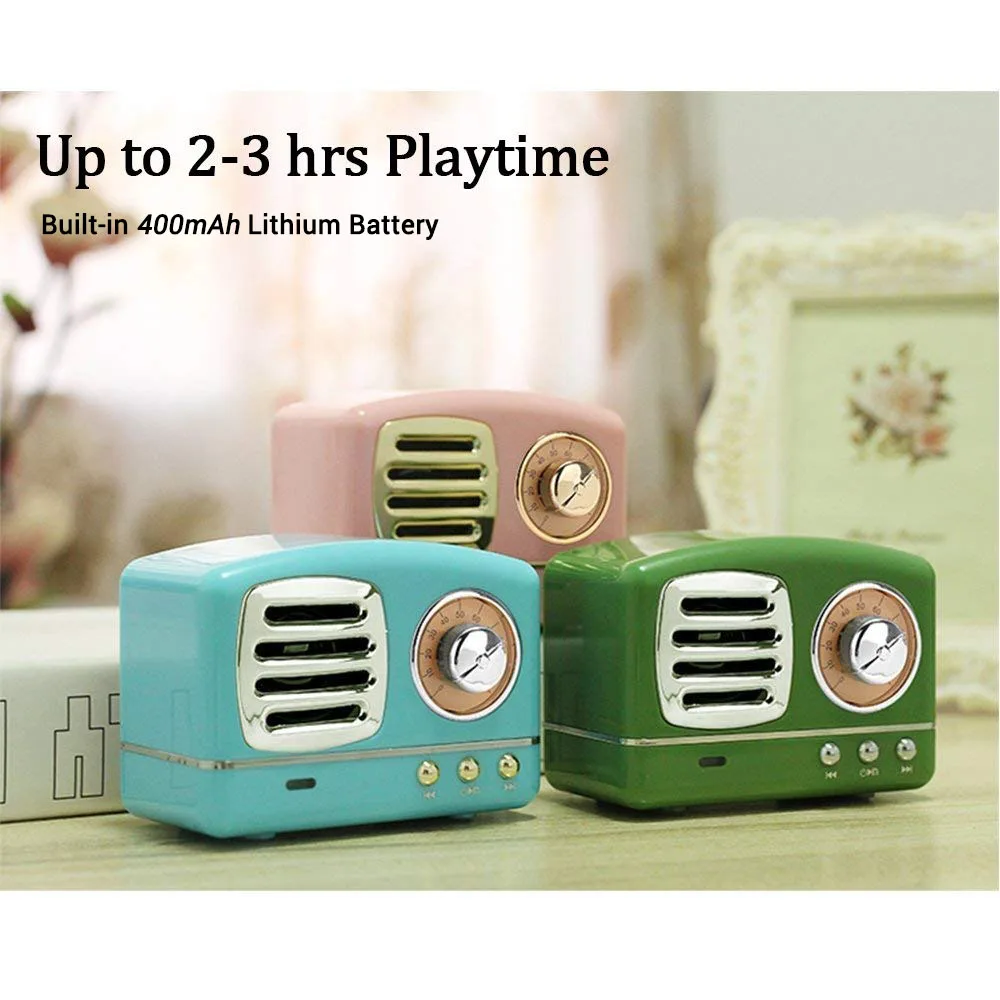 Мини Беспроводной стерео Динамик Перезаряжаемые громкоговоритель в стиле ретро
