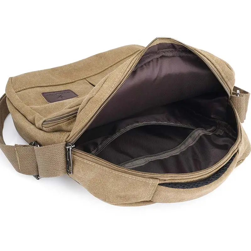 Men Canvas Crossbody Bags Travel Casual  Travel School Retro Tote Zipper Messenger Bag Shoulder Bag Good Qualtiy Outdoor Handbag