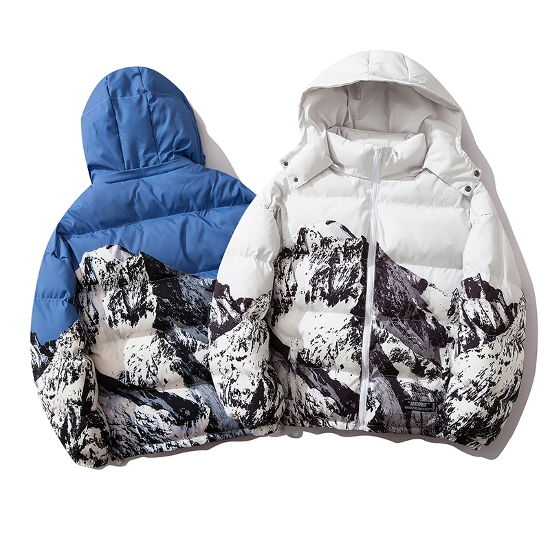 Пуховая куртка-парка с хлопковой подкладкой и принтом уличная одежда в стиле