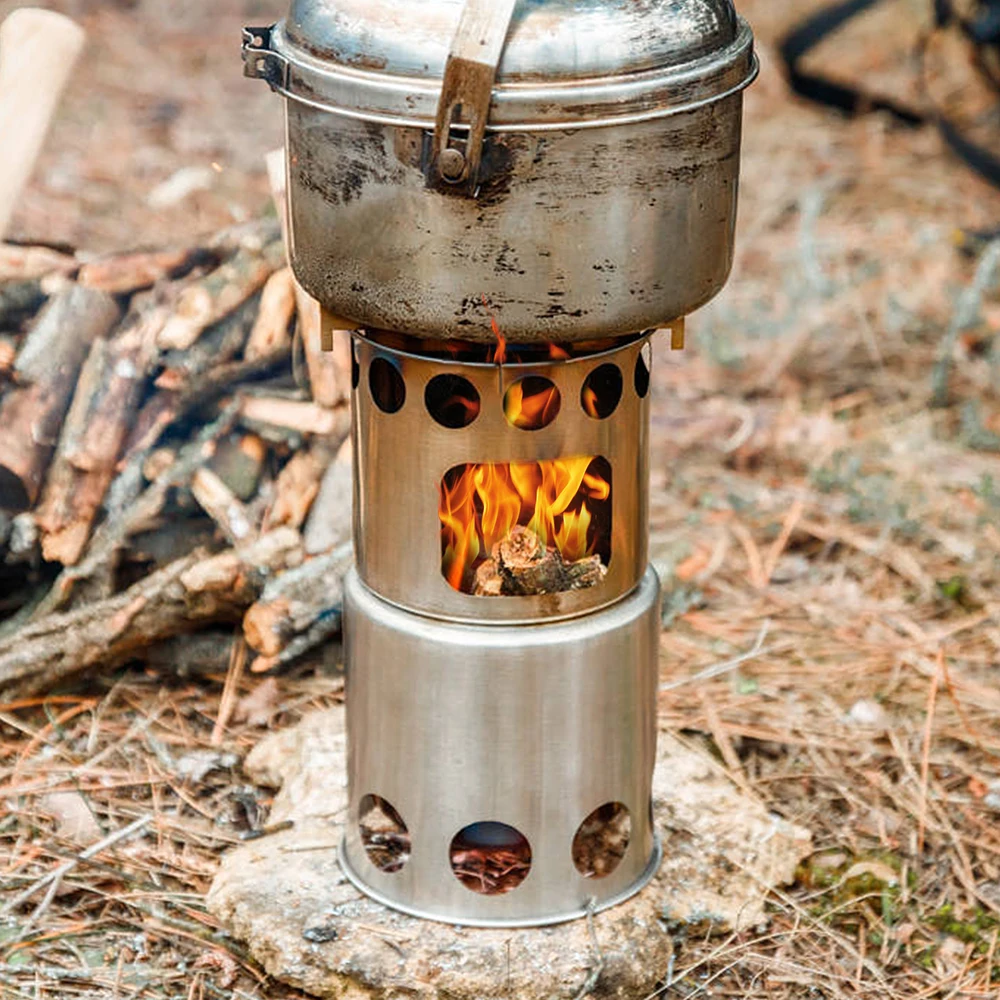 LIXADA Portable Outdoor Wood Stove Camping Folding Cookware Burning for Backpacking Survival Cooking Picnic Hunting | Спорт и