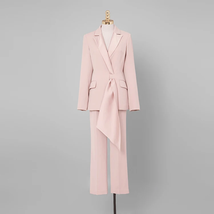 2019 зимний подиум розовый шаль воротник плед с длинным рукавом Блейзер брюки