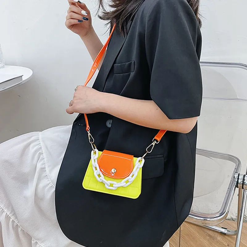 

Summer New Jelly Shoulder Crossbody Bag Women Trendy Macarons Hit Color Messenger Bags Fashion Popular Mini Cute Square Handbag