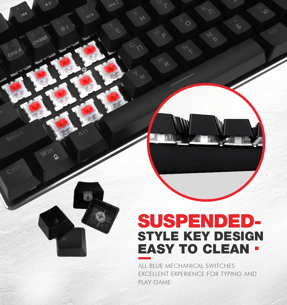 havit gaming mechanical keyboard russian version 87 keys usb wired red switch with backlit for pc gamer laptop tablet desktop free global shipping