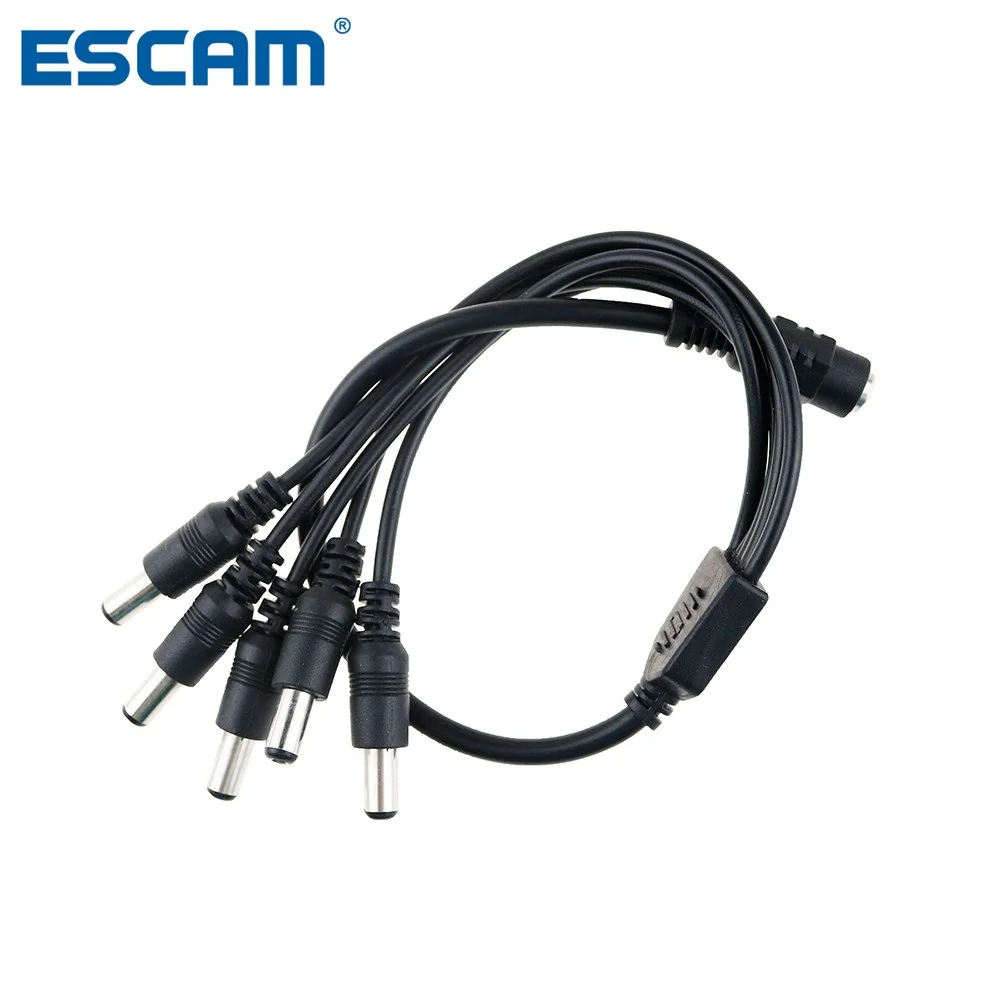 

ESCAM Splitter Cable DC Power 1 Female to 5 2.1x5.5mm Dual Male For CCTV Camera System High Quality Dropshipping