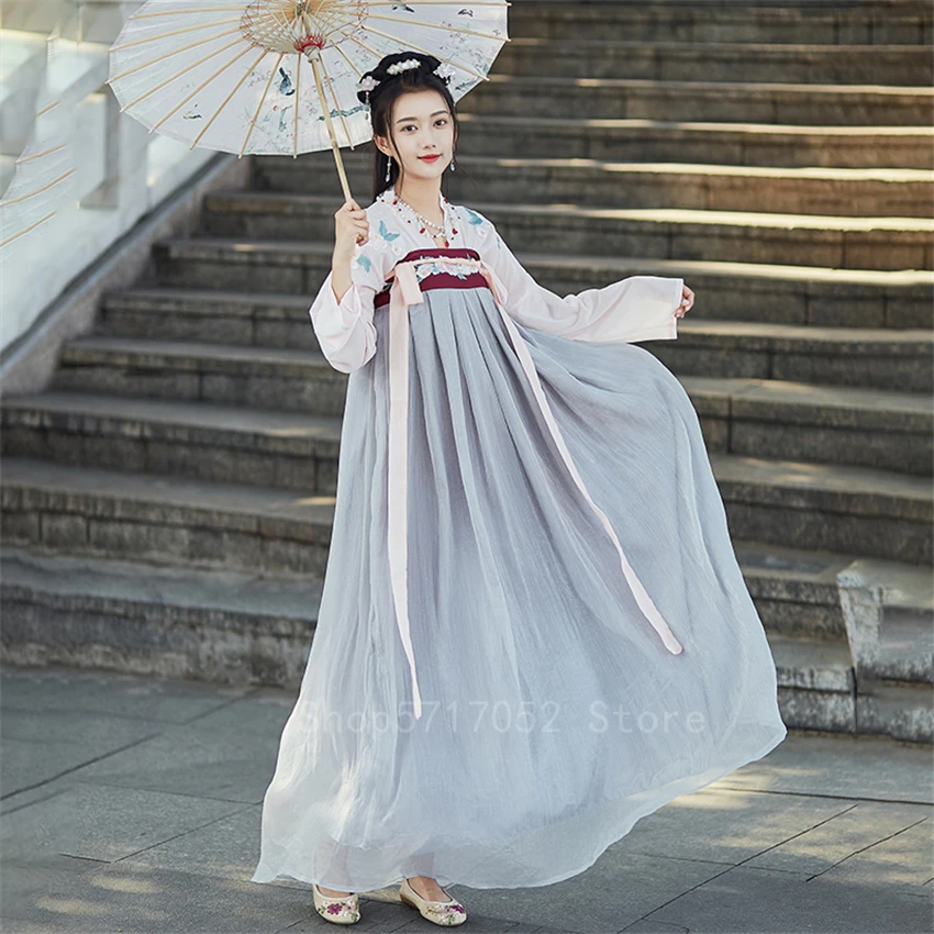 Женский элегантный костюм Hanfu в стиле ретро с вышивкой Сакура традиционный