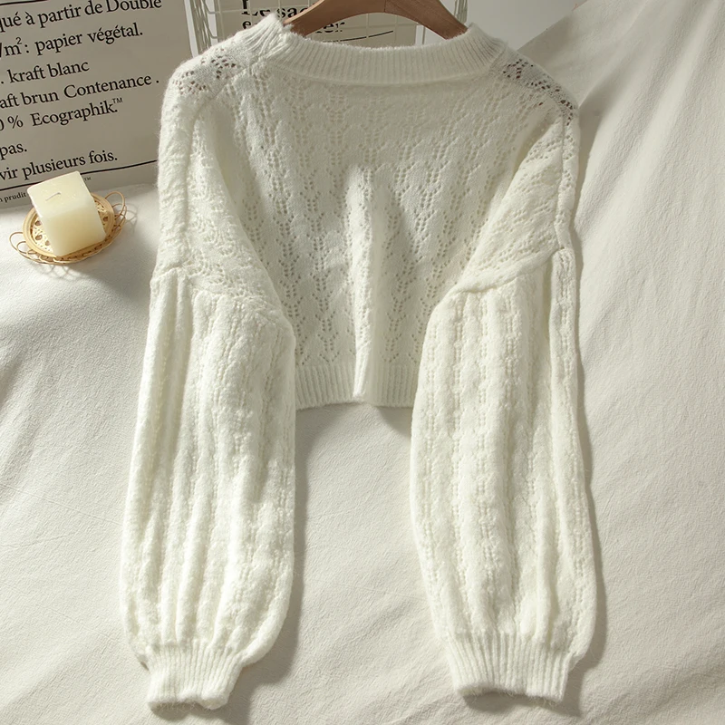 Свободные пуловеры для женщин трикотажные свитера с вырезами и длинным рукавом