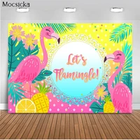 mocsicka lets flamingle birthday backdrop summer tropical pineapple dessert table decorations props pink flamingo backgrounds