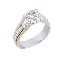 elegant womens fashion wedding jewelry natural white sapphire diamond two color ring romantic bride engagement birthday gift