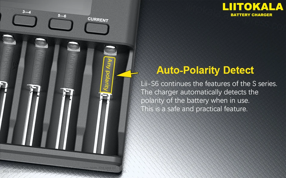 

LiitoKala Lii-S6 Battery charger 18650 Charger 6-Slot Auto-Polarity Detect For 18650 26650 21700 32650 AA AAA batteries