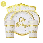 С надписью Oh Baby золотого цвета посуда набор С Днем Рождения вечерние поставки Baby Shower декор для крещения Декор Baby Shower вечерние свадебные сувениры