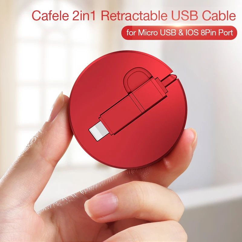 CAFELE 2 в 1 для Micro iPhone Mini Usb кабель м зарядный провод 8 samsung Redmi note 7 Выдвижной шнур