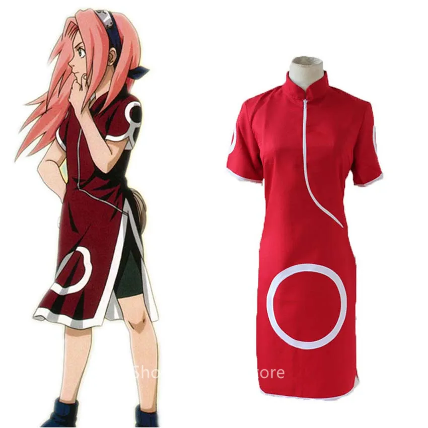 Женское розовое платье Чонсам Haruno Sakura 1-го поколения костюм для косплея аниме