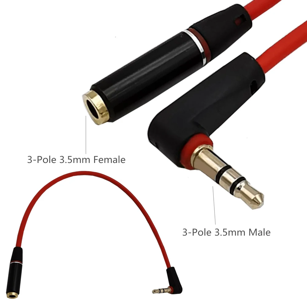 

3-Pole 3.5mm Male Right Angle to 3.5mm Female Stereo Audio Cable Headset Extension Cable 0.2M