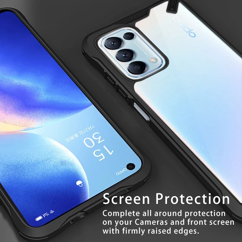 

Rzants Case for Oppo Reno5 Oppo Reno 5 Pro Transparent [Military] Funda Coque Shockproof Silicone Back Cover