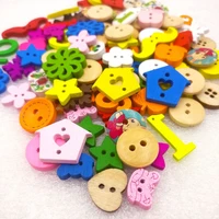 30gbag diy random collocation of wood 2 holes button dyeing button for children accessories small sweety mixed children button
