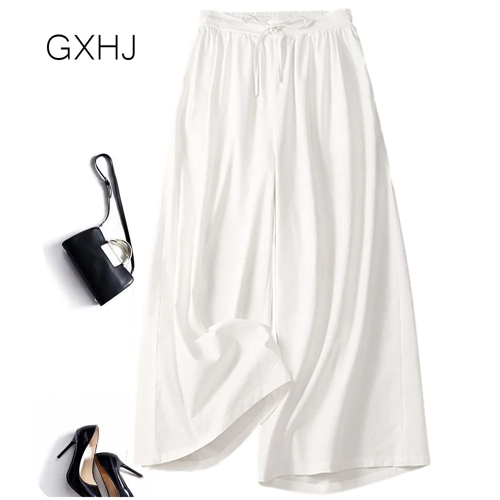 Брюки женские с широкими штанинами льняные повседневные Хлопковые Штаны