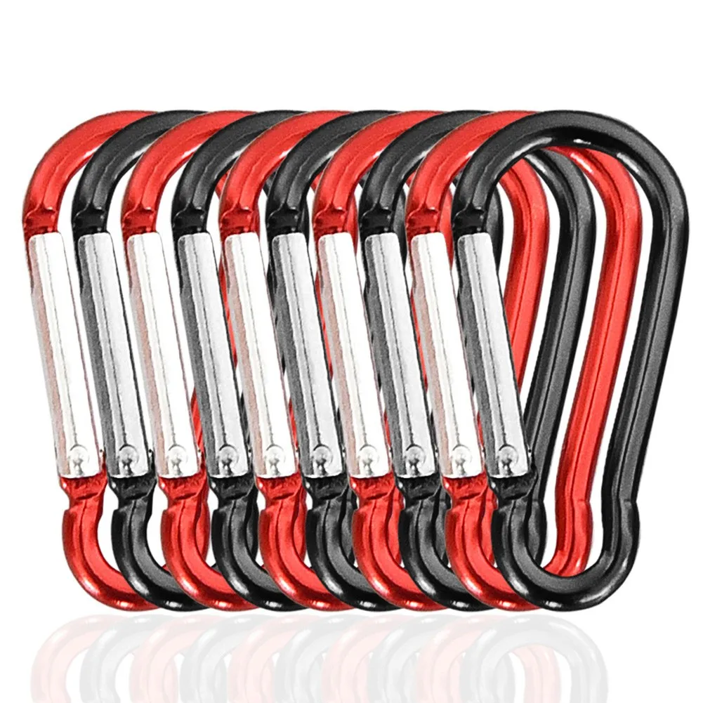 

10 Pcs Climbing D Shape Buckle Carabiner Clip Clasp Spring Snap Hook Survial Key Chain Keyring Outdoor Tent Backpack Keychain