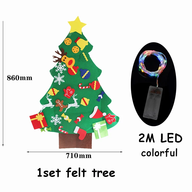 Christmas Tree 16 1 Набор 3D войлочная Рождественская елка с 2 м светодиодный светильник Рождественский подарок на год Navidad Natal для детей рождественские украшения для дома - Цвет: Christmas Tree 16