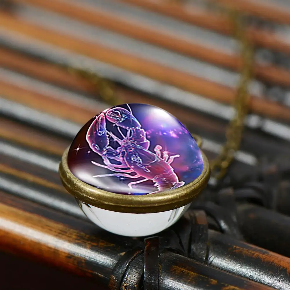 Ожерелье из двухстороннего стекла с 12 знаками Зодиака для мужчин и женщин |